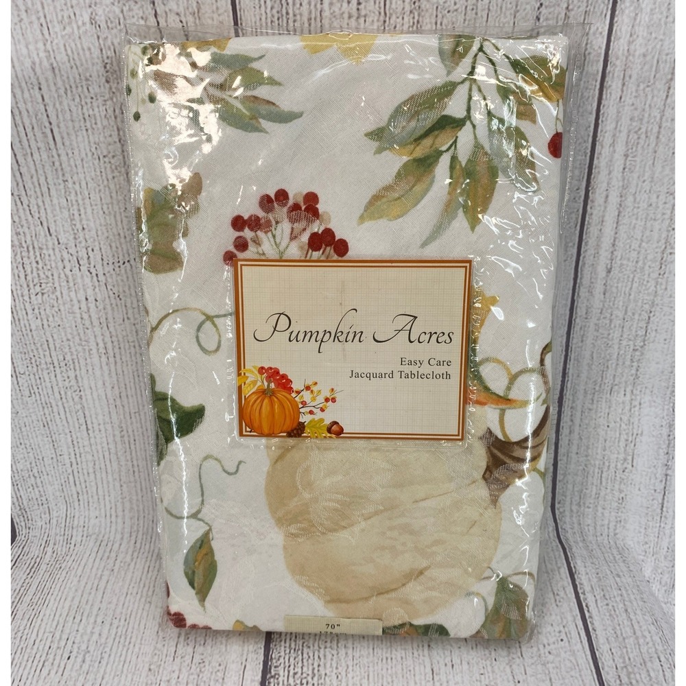 Benson Mills Pumpkin Acres Tablecloth Round 70" Multicolor Harvest Jacquard Fall
